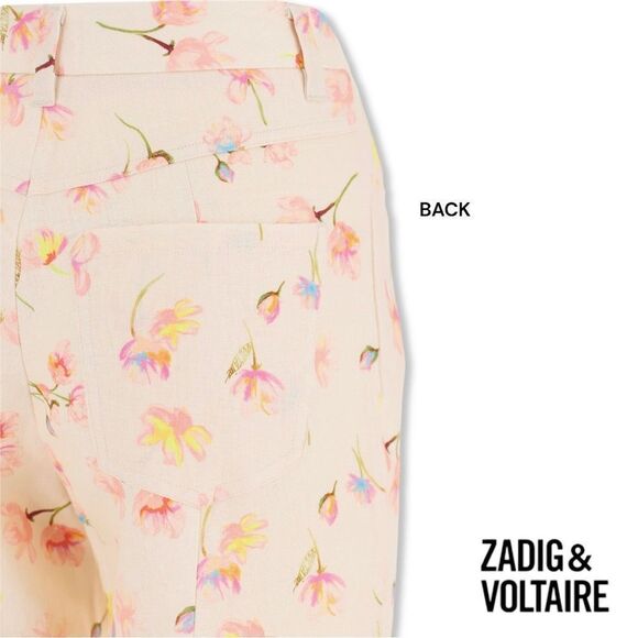 Zadig & Voltaire **NWT** Pistol Courtney Floral Linen Pants in Vanille - Picture 10 of 15